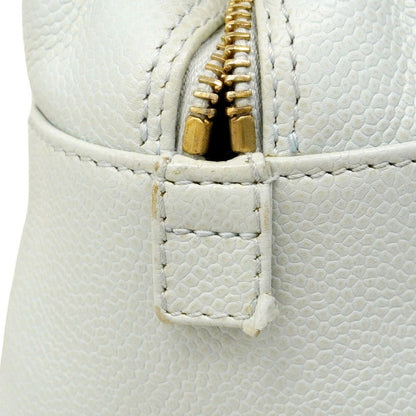 Chanel Chain Tote Quilted Caviar Leather Light Blue Gold — view 7