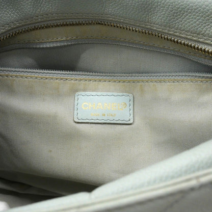 Chanel Chain Tote Quilted Caviar Leather Light Blue Gold — view 5
