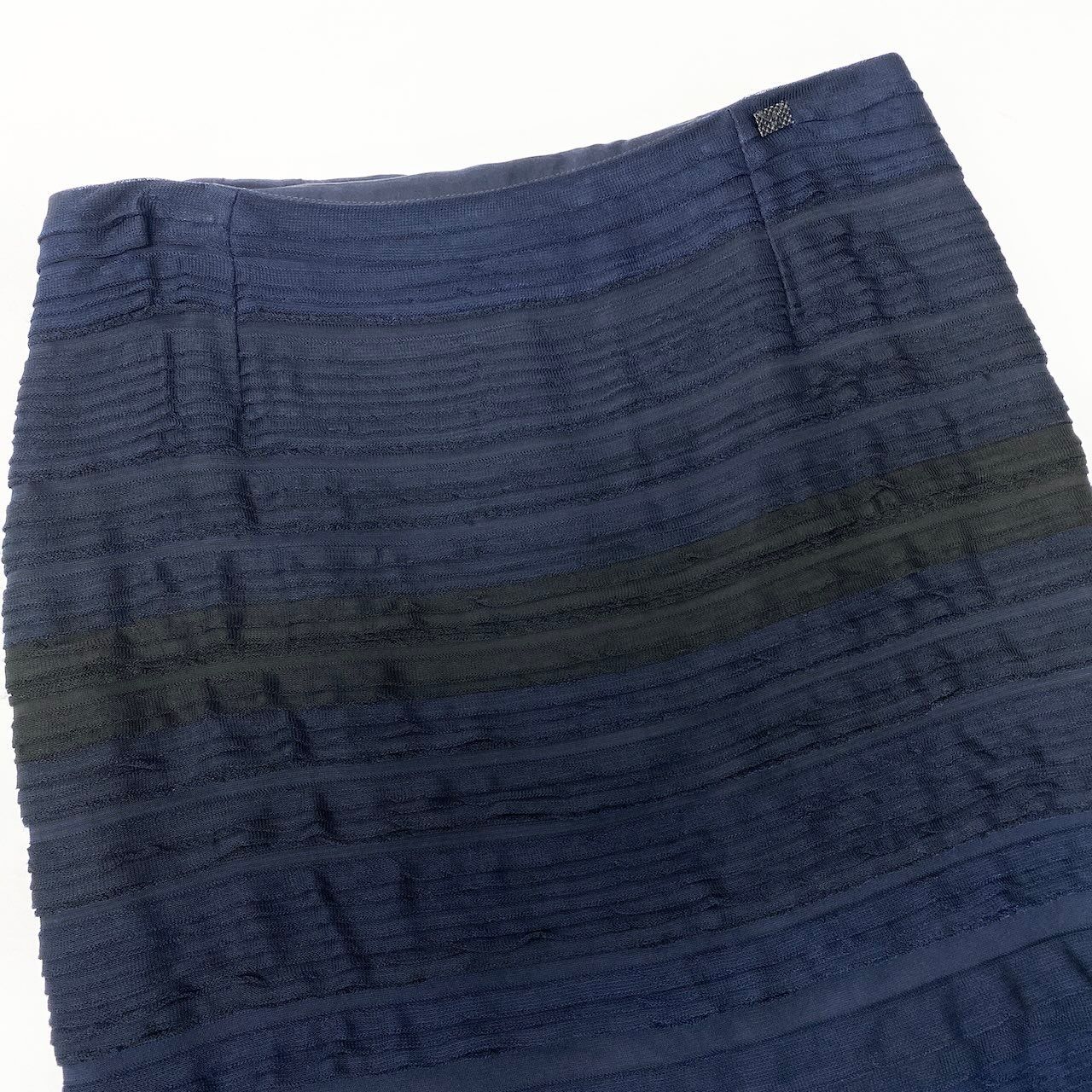 Chanel Knit Tight Skirt Gradient Quilted Bag Motif Plate 38 Sizes Navy 100% — view 3