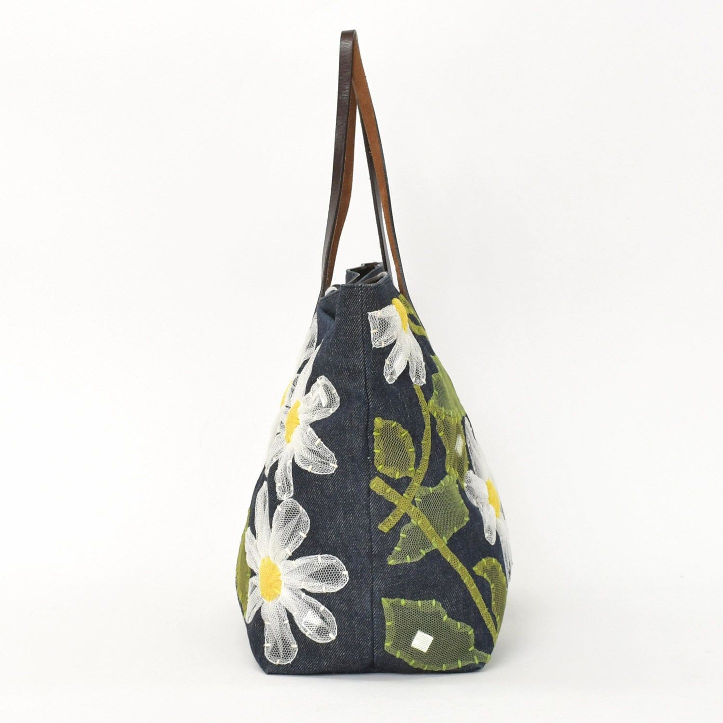 Fendi Handbag Denim Flower Applique Navy — view 4