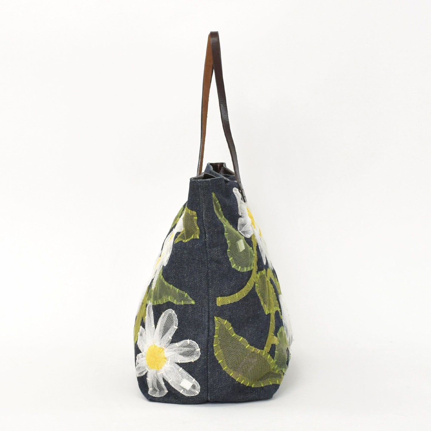 Fendi Handbag Denim Flower Applique Navy — view 3