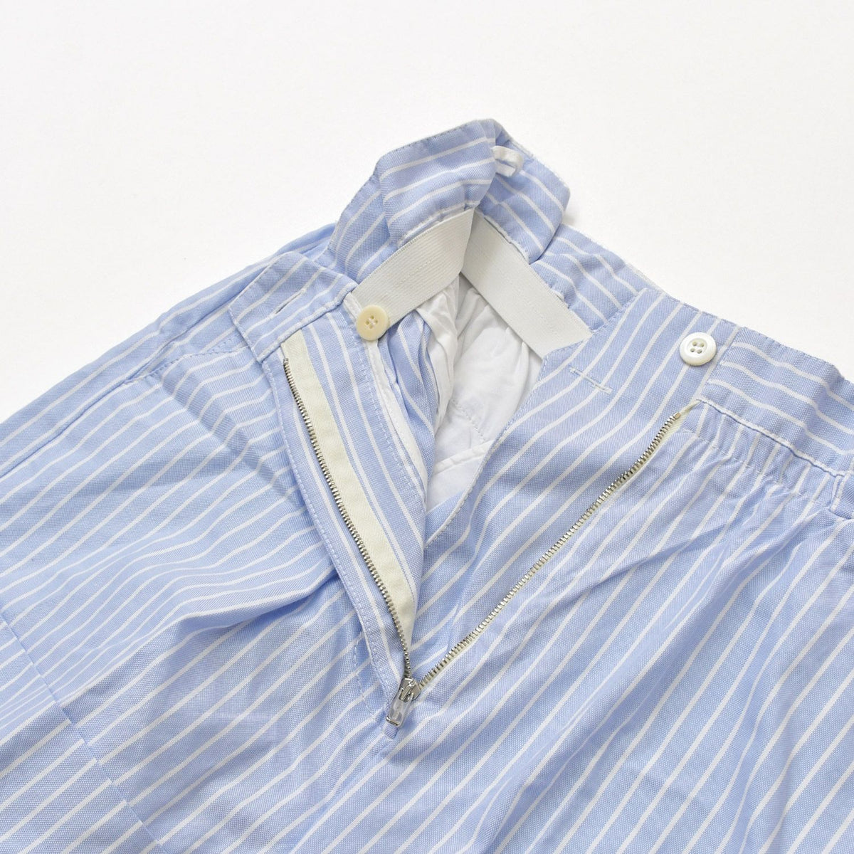 Miu Miu Shorts Striped Logo Patch Blue — view 4