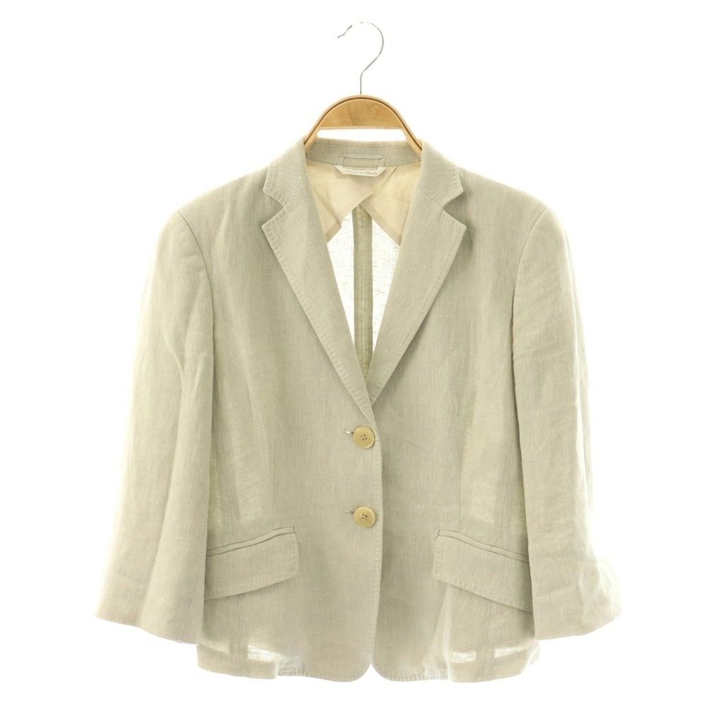 Max Mara Jacket T-Shirt 3/4 Sleeve Linen 38 Beige