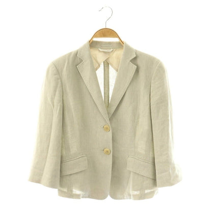 Max Mara Jacket T-Shirt 3/4 Sleeve Linen 38 Beige