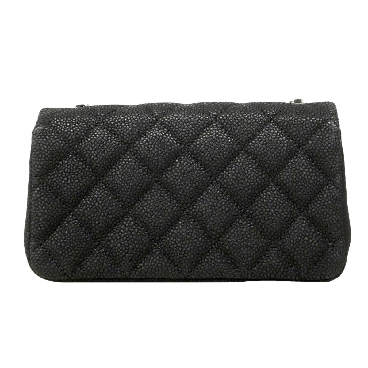 Chanel Shoulder Bag Mini Quilted Caviar Leather Black Silver — view 9