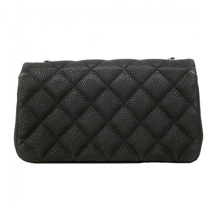 Chanel Shoulder Bag Mini Quilted Caviar Leather Black Silver — view 9