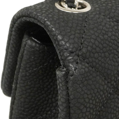 Chanel Shoulder Bag Mini Quilted Caviar Leather Black Silver — view 6