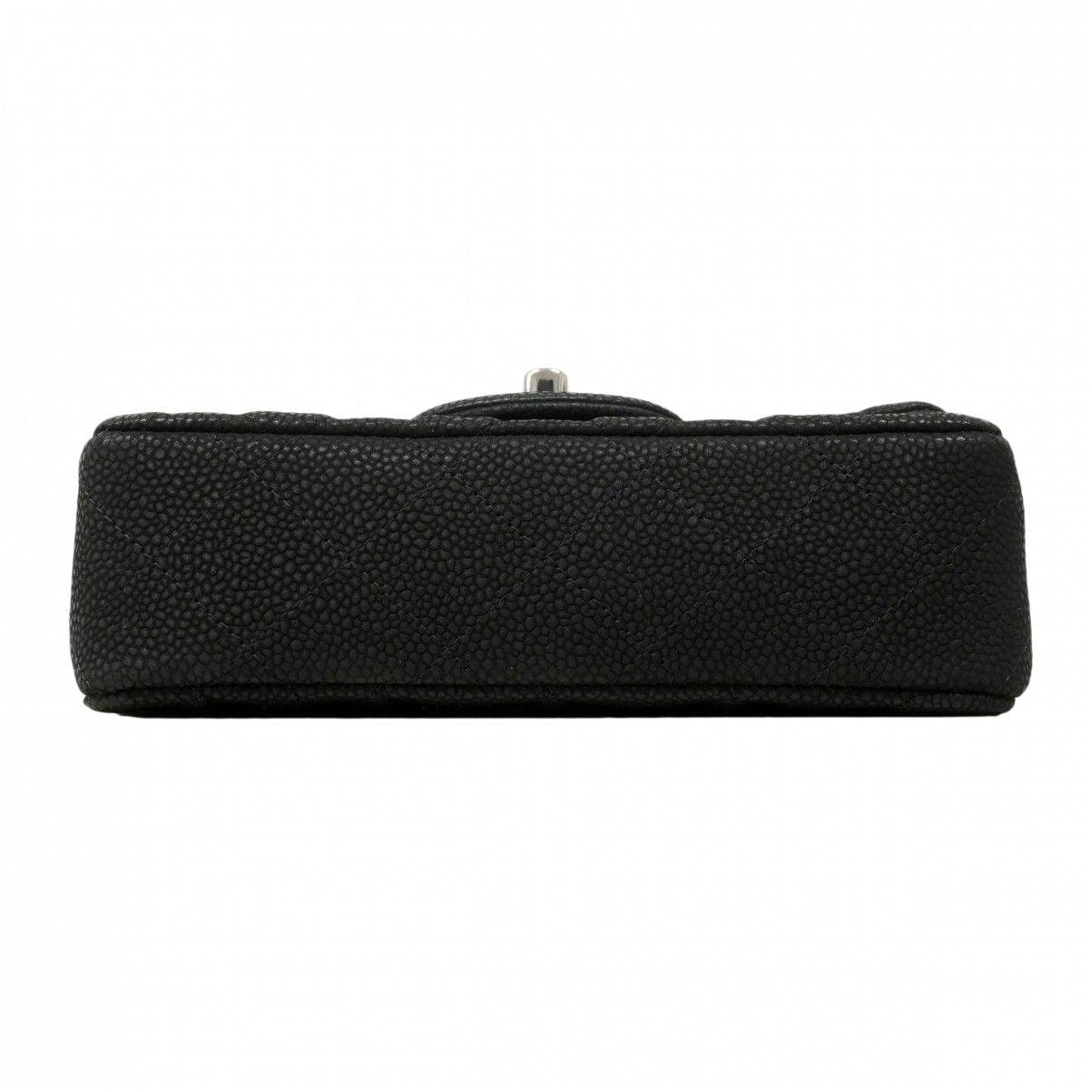 Chanel Shoulder Bag Mini Quilted Caviar Leather Black Silver — view 3