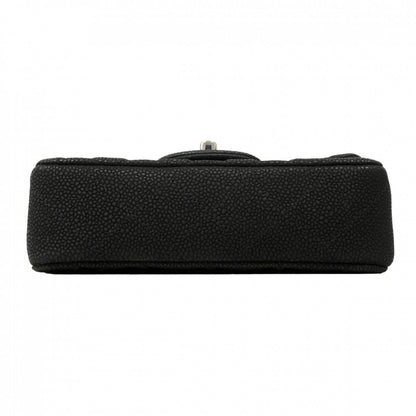Chanel Shoulder Bag Mini Quilted Caviar Leather Black Silver — view 3
