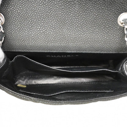 Chanel Shoulder Bag Mini Quilted Caviar Leather Black Silver — view 4