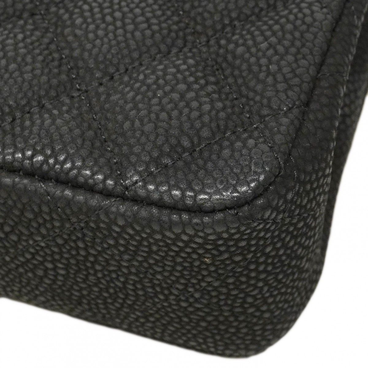 Chanel Shoulder Bag Mini Quilted Caviar Leather Black Silver — view 7