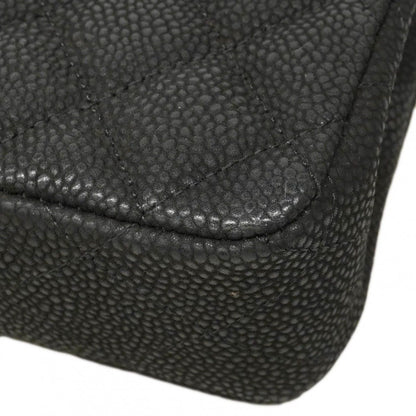 Chanel Shoulder Bag Mini Quilted Caviar Leather Black Silver — view 7
