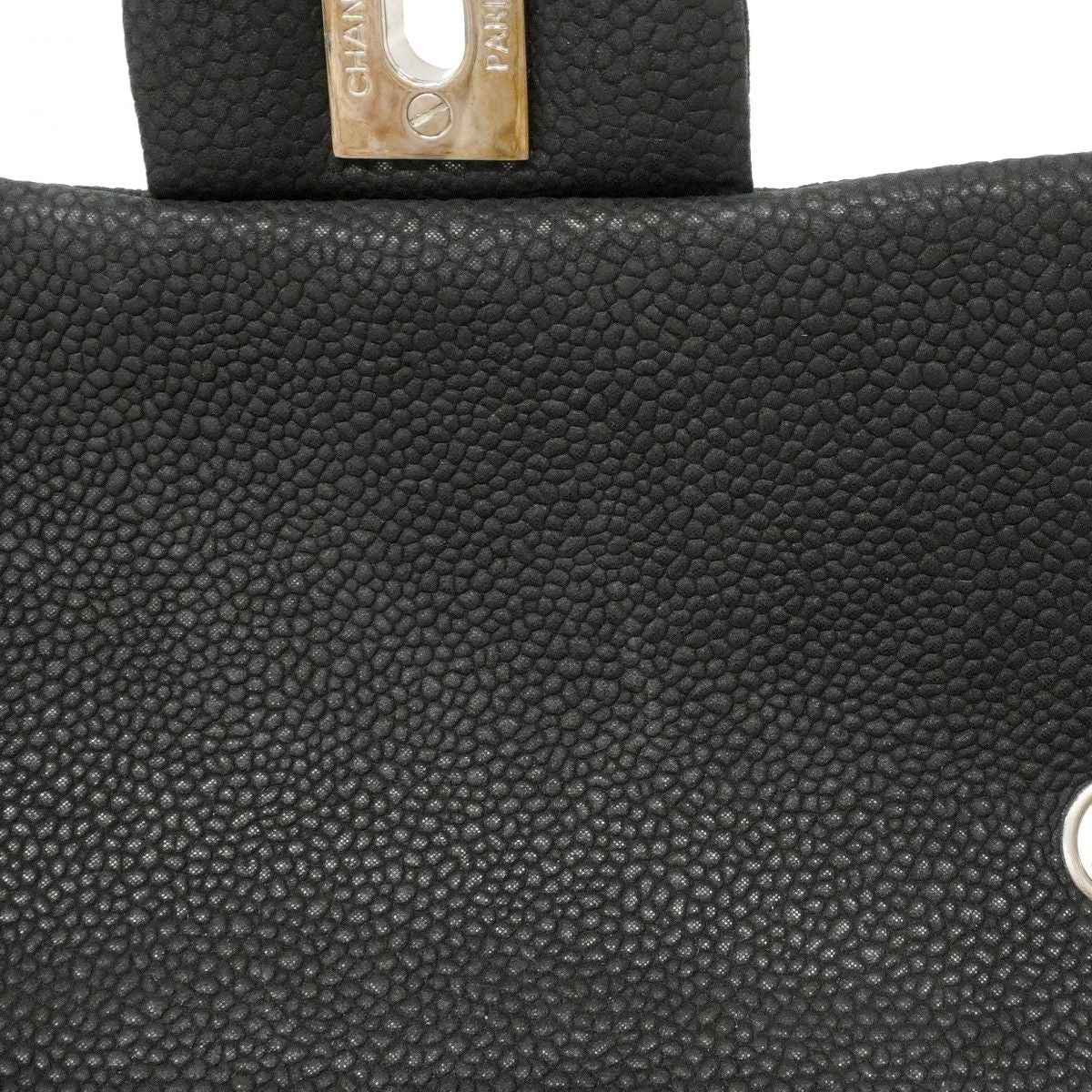 Chanel Shoulder Bag Mini Quilted Caviar Leather Black Silver — view 8