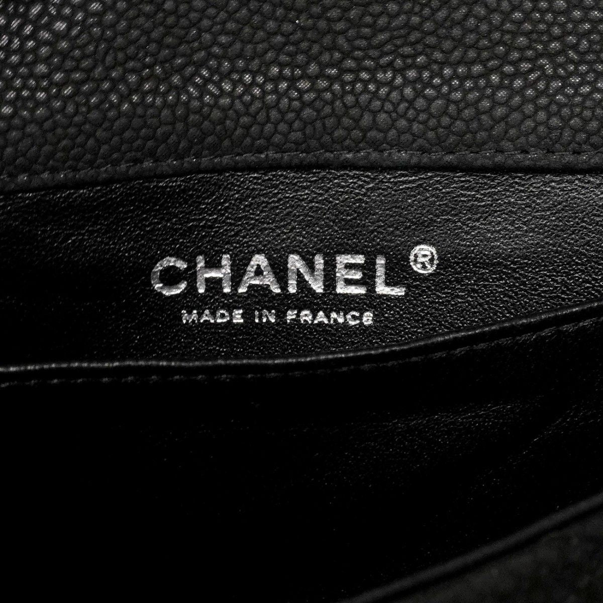 Chanel Shoulder Bag Mini Quilted Caviar Leather Black Silver — view 5