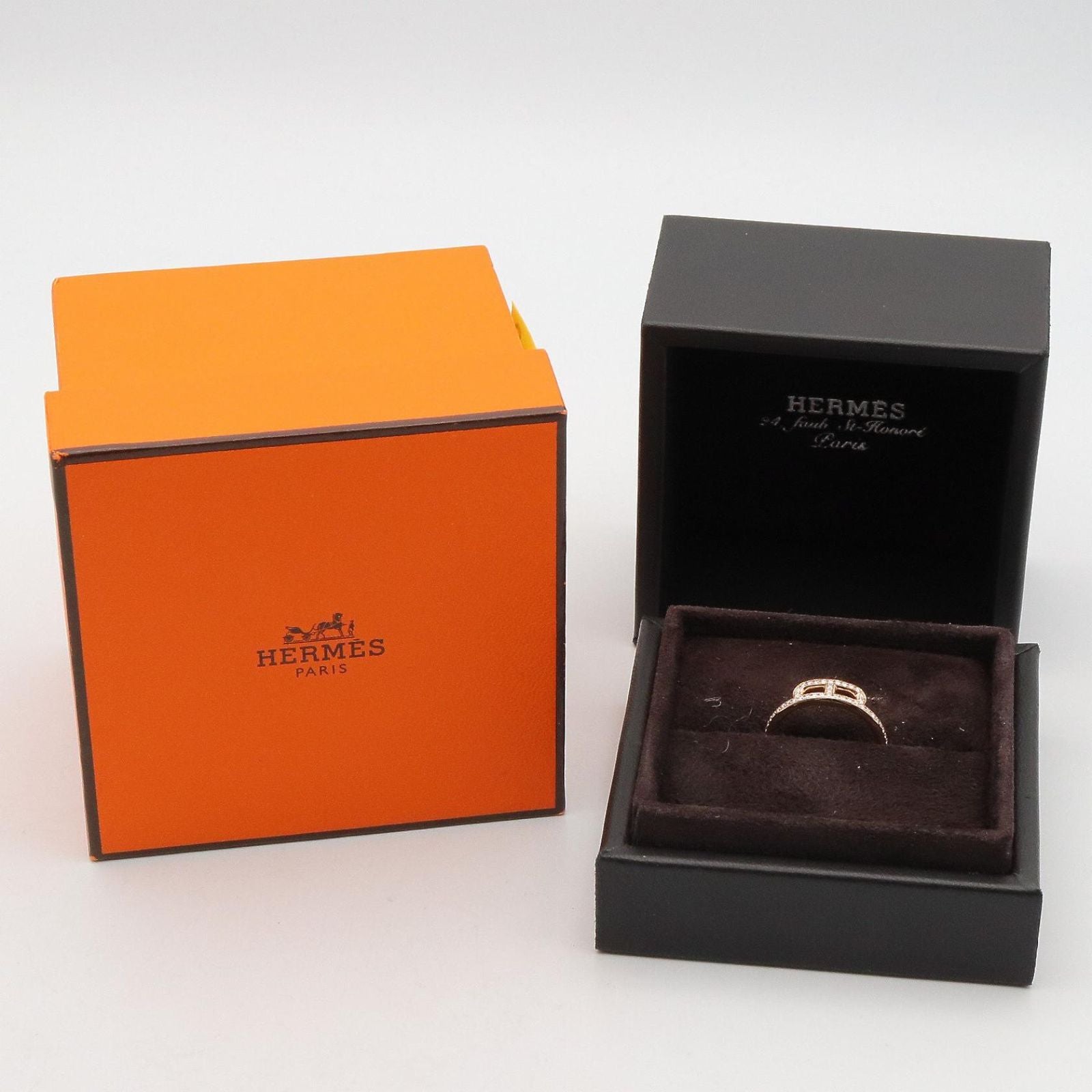 Hermes Ring Link Diamond 18k Pink Gold — view 8