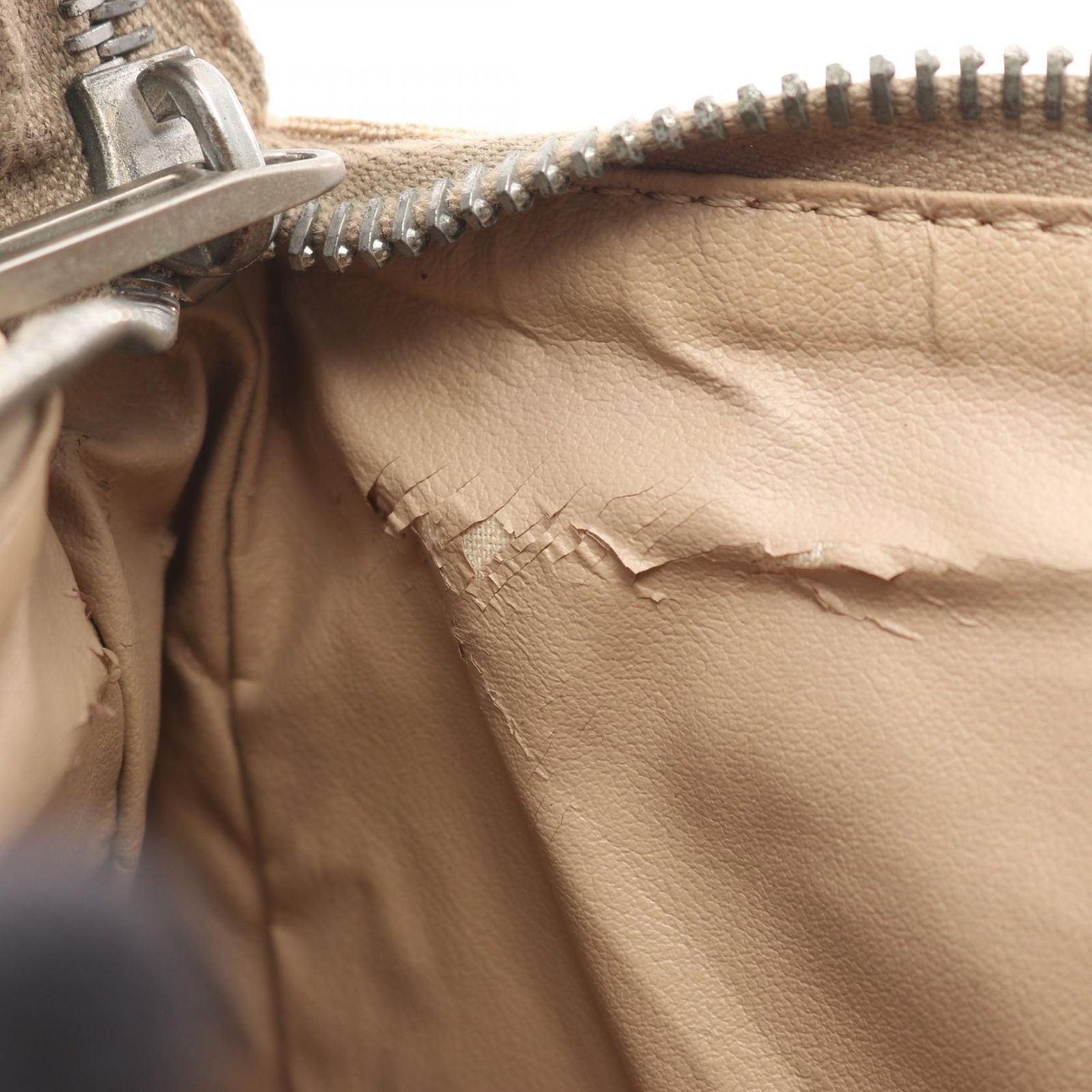 Fendi Handbag Zucchino Beige Canvas Leather Pouch — view 6