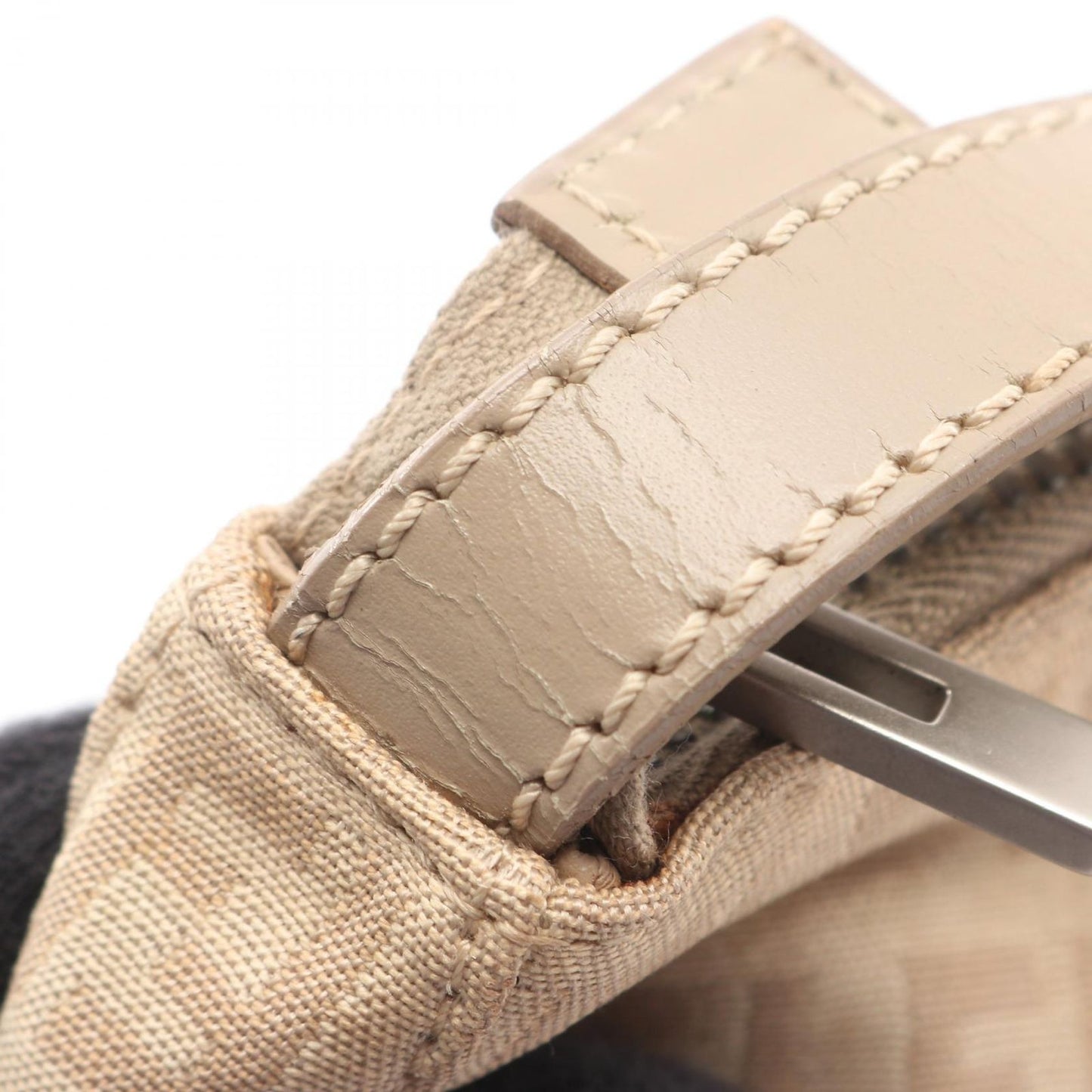 Fendi Handbag Zucchino Beige Canvas Leather Pouch — view 7