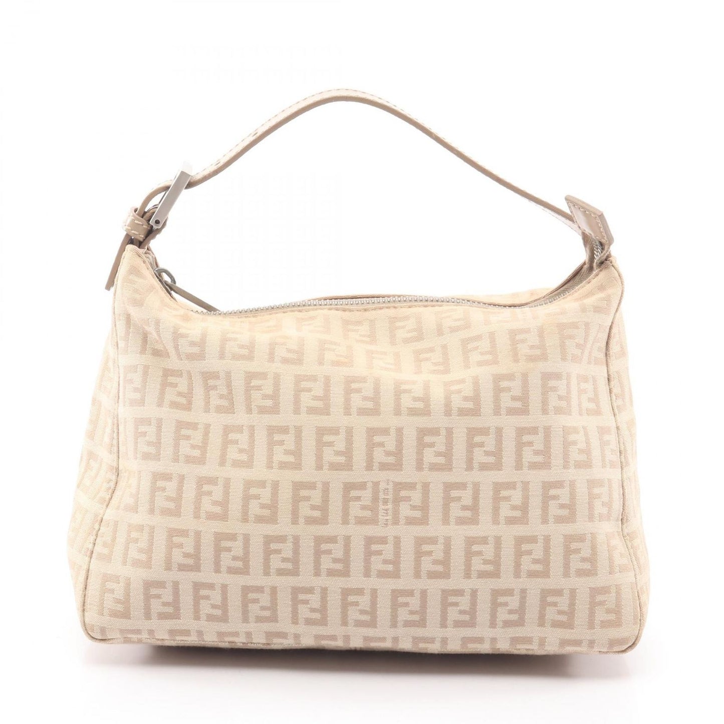 Fendi Handbag Zucchino Beige Canvas Leather Pouch