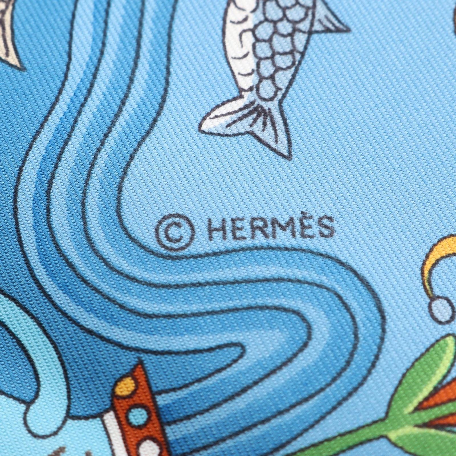 Hermes Scarf Carre 90 Escales Mediterraneennes Blue Silk — view 2