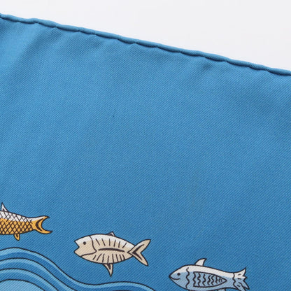 Hermes Scarf Carre 90 Escales Mediterraneennes Blue Silk — view 5