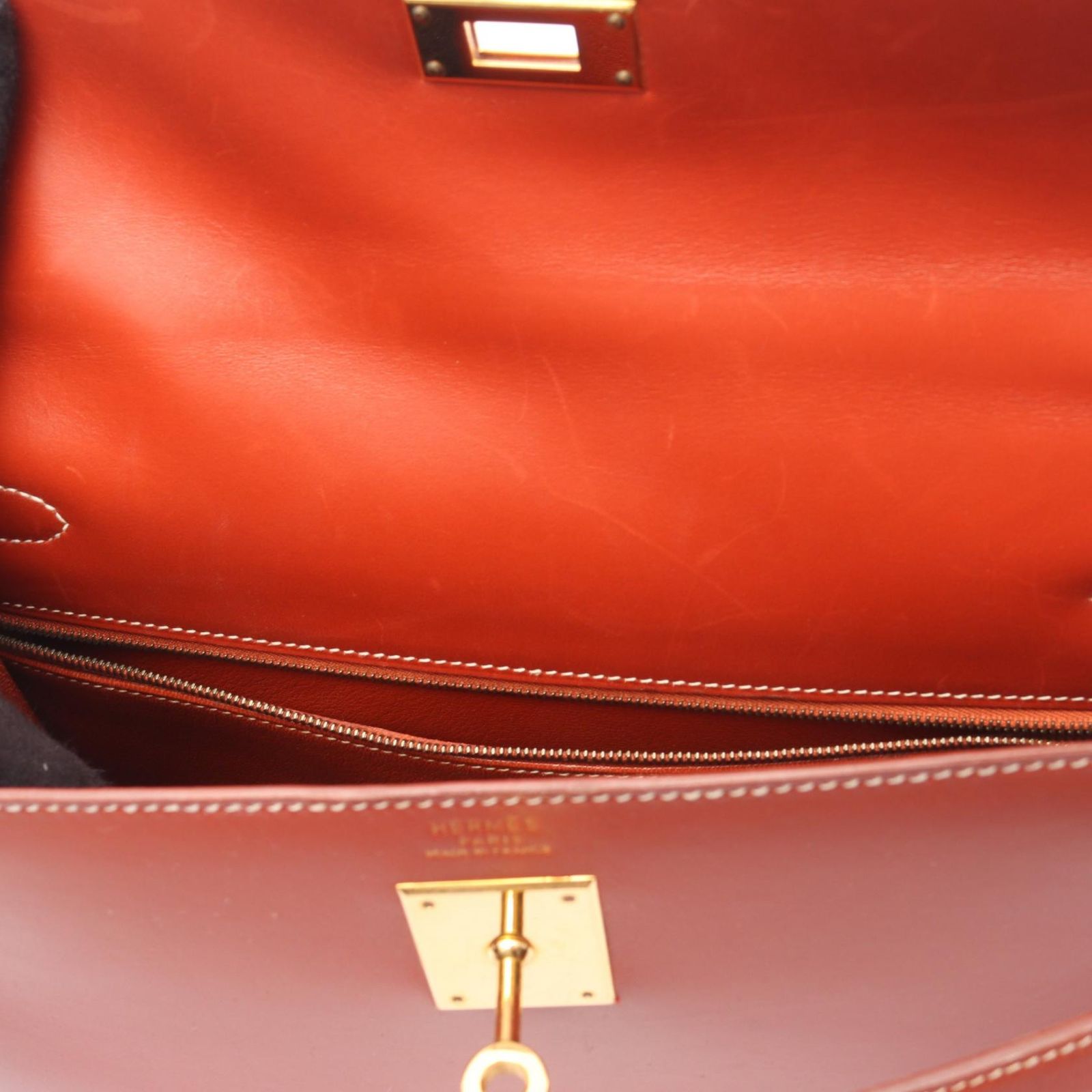 Hermes Handbag Kelly 32 Sellier 2-Way Brick Calf — view 8
