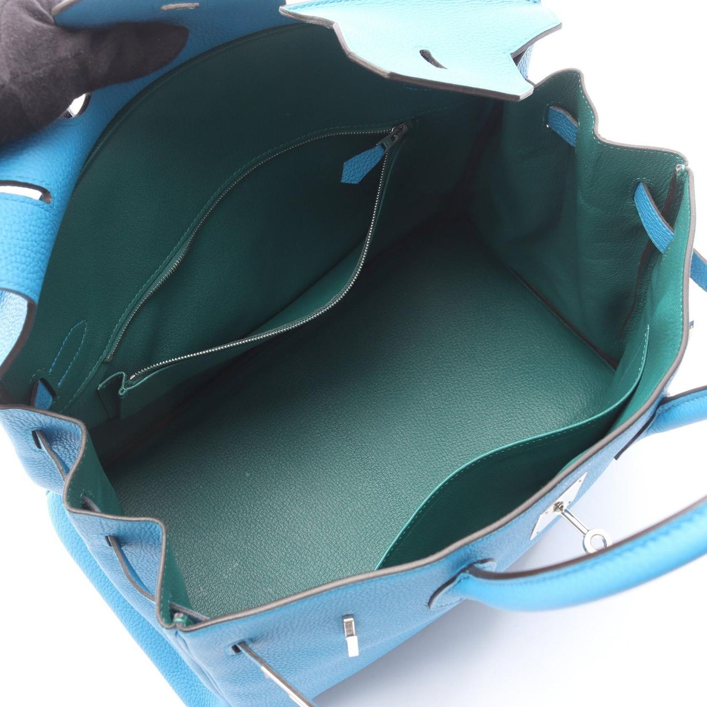 Hermes Handbag Birkin 35 Blue Zanzibar Malachite Leather — view 3