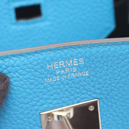 Hermes Handbag Birkin 35 Blue Zanzibar Malachite Leather — view 4