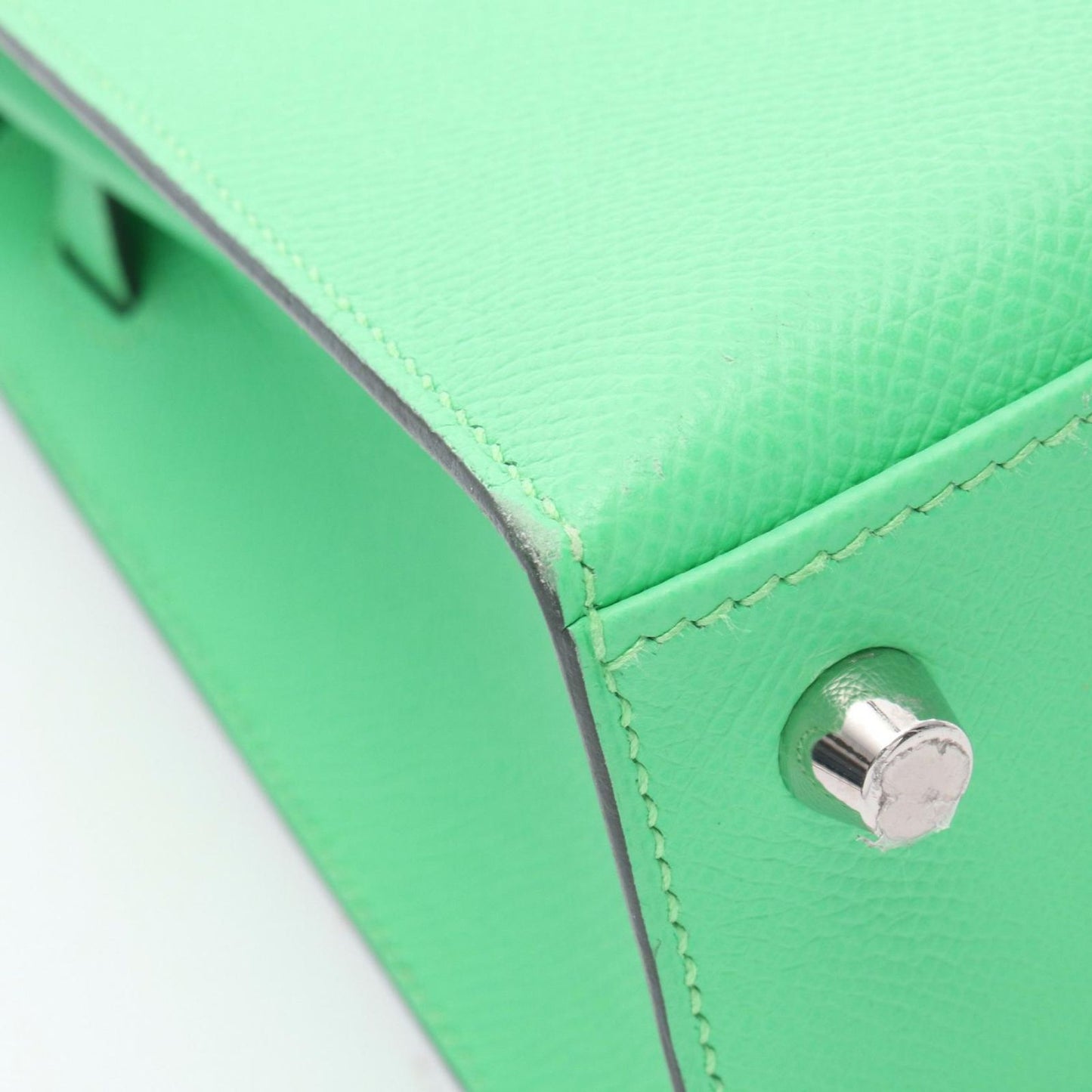 Hermes Handbag Kelly 25 Sellier 2-Way Vert Comic Leather Calf — view 8