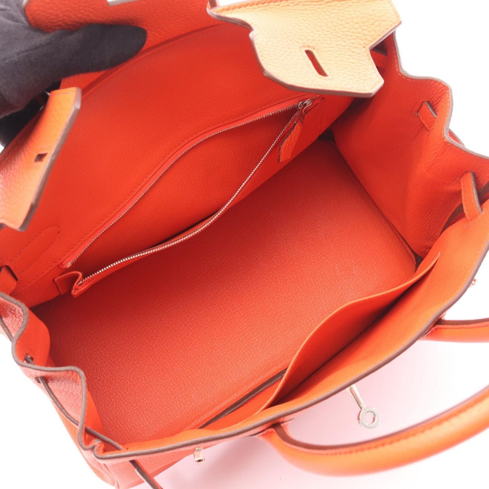 Hermes Handbag Birkin 30 Orange Poppy Leather — view 3