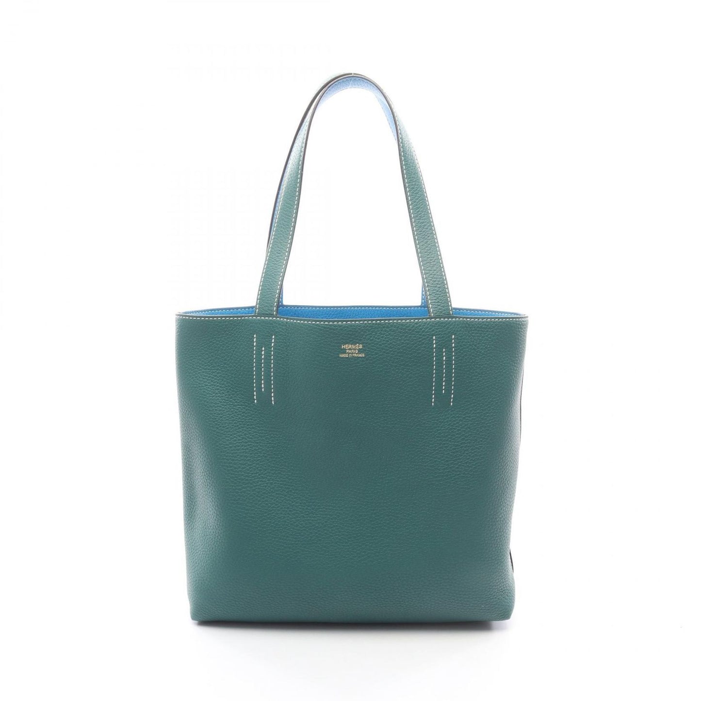 Hermes Tote Double Sens 36 Blue Zanzibar Malachite Leather — view 6
