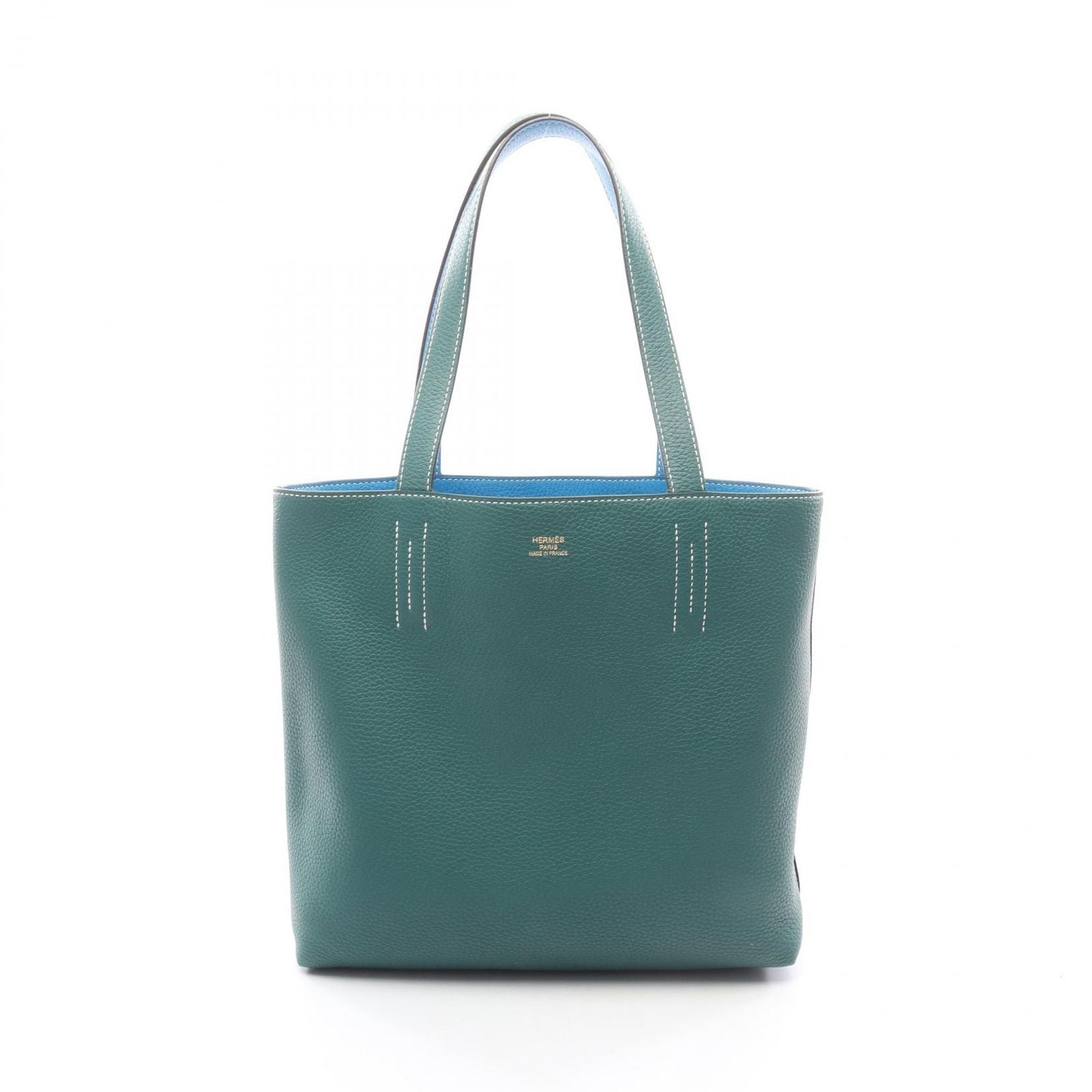 Hermes Tote Double Sens 36 Blue Zanzibar Malachite Leather — view 6