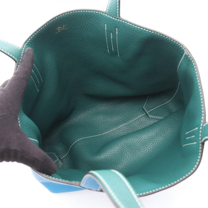 Hermes Tote Double Sens 36 Blue Zanzibar Malachite Leather — view 3