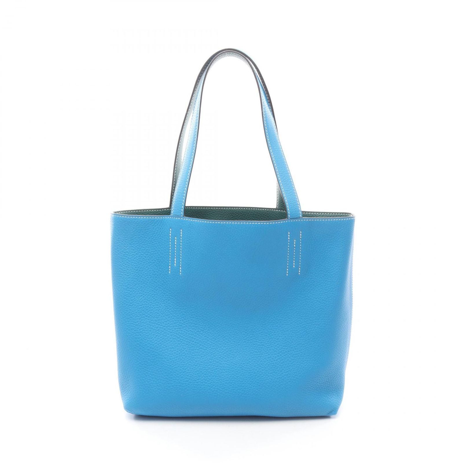 Hermes Tote Double Sens 36 Blue Zanzibar Malachite Leather