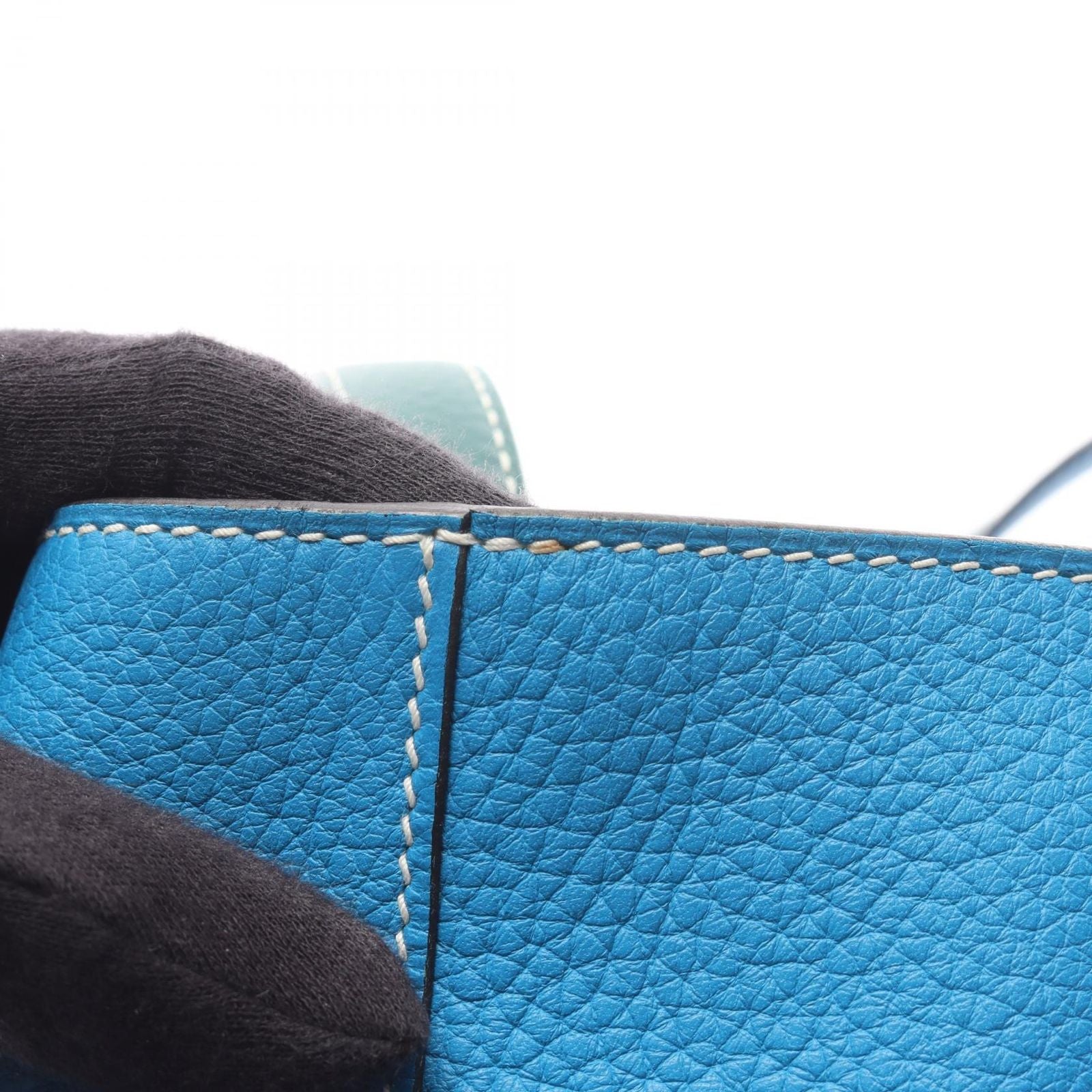 Hermes Tote Double Sens 36 Blue Zanzibar Malachite Leather — view 9