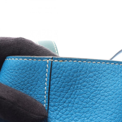 Hermes Tote Double Sens 36 Blue Zanzibar Malachite Leather — view 9