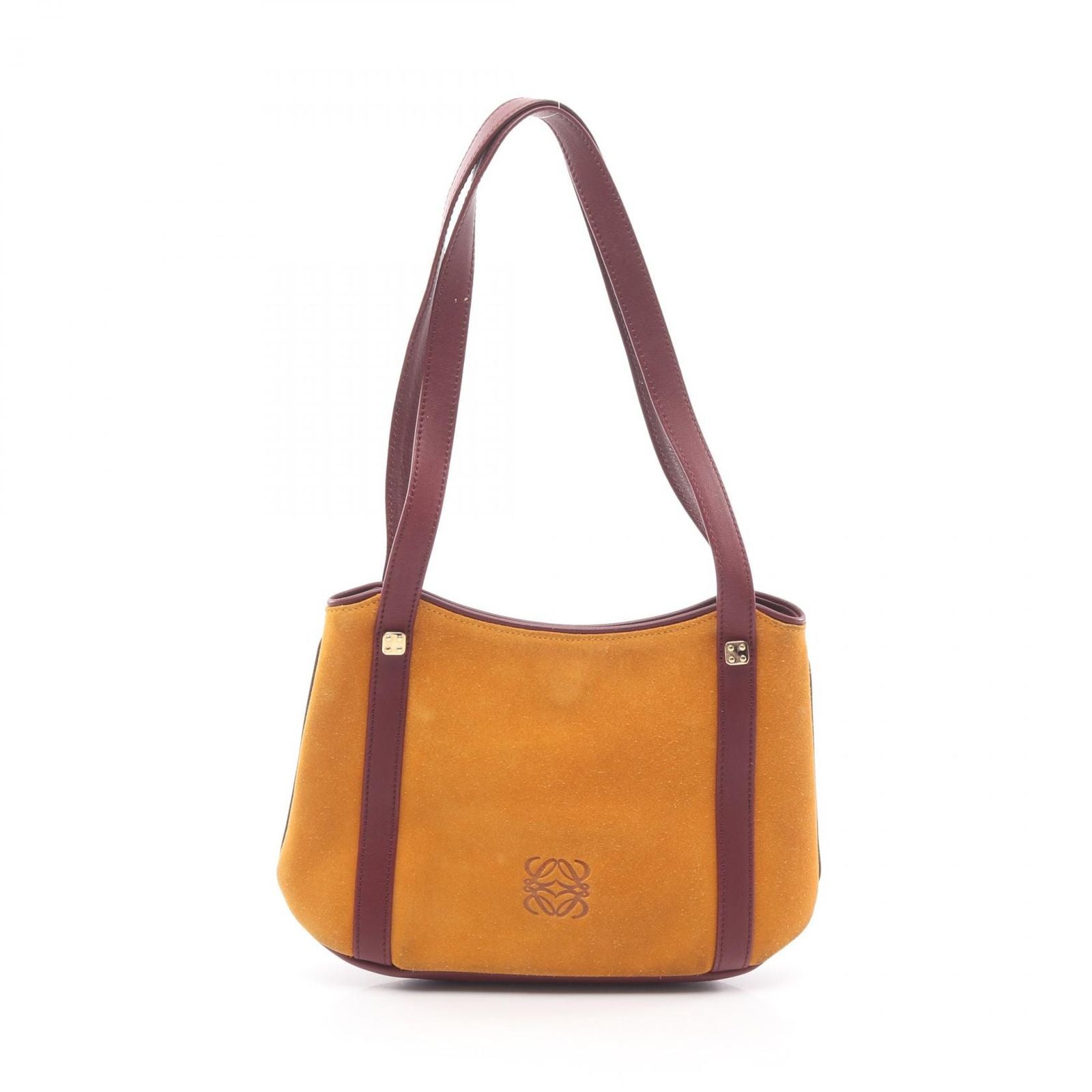 Loewe Tote Anagram Yellow Bordeaux Suede Leather Mini