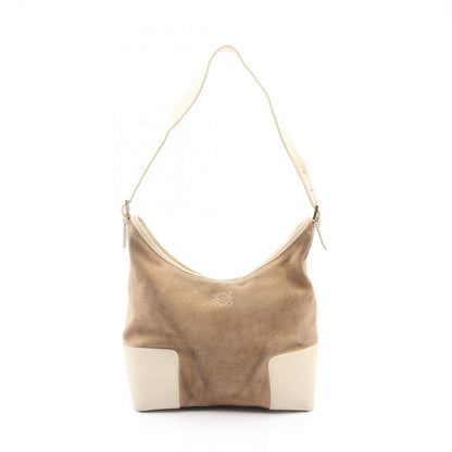 Loewe Shoulder Bag Anagram Beige Suede Leather