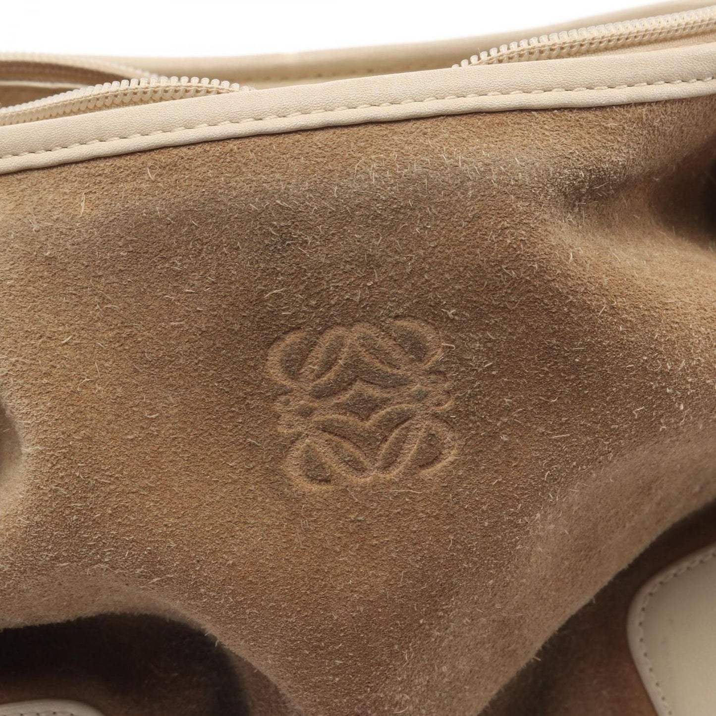 Loewe Shoulder Bag Anagram Beige Suede Leather — view 6