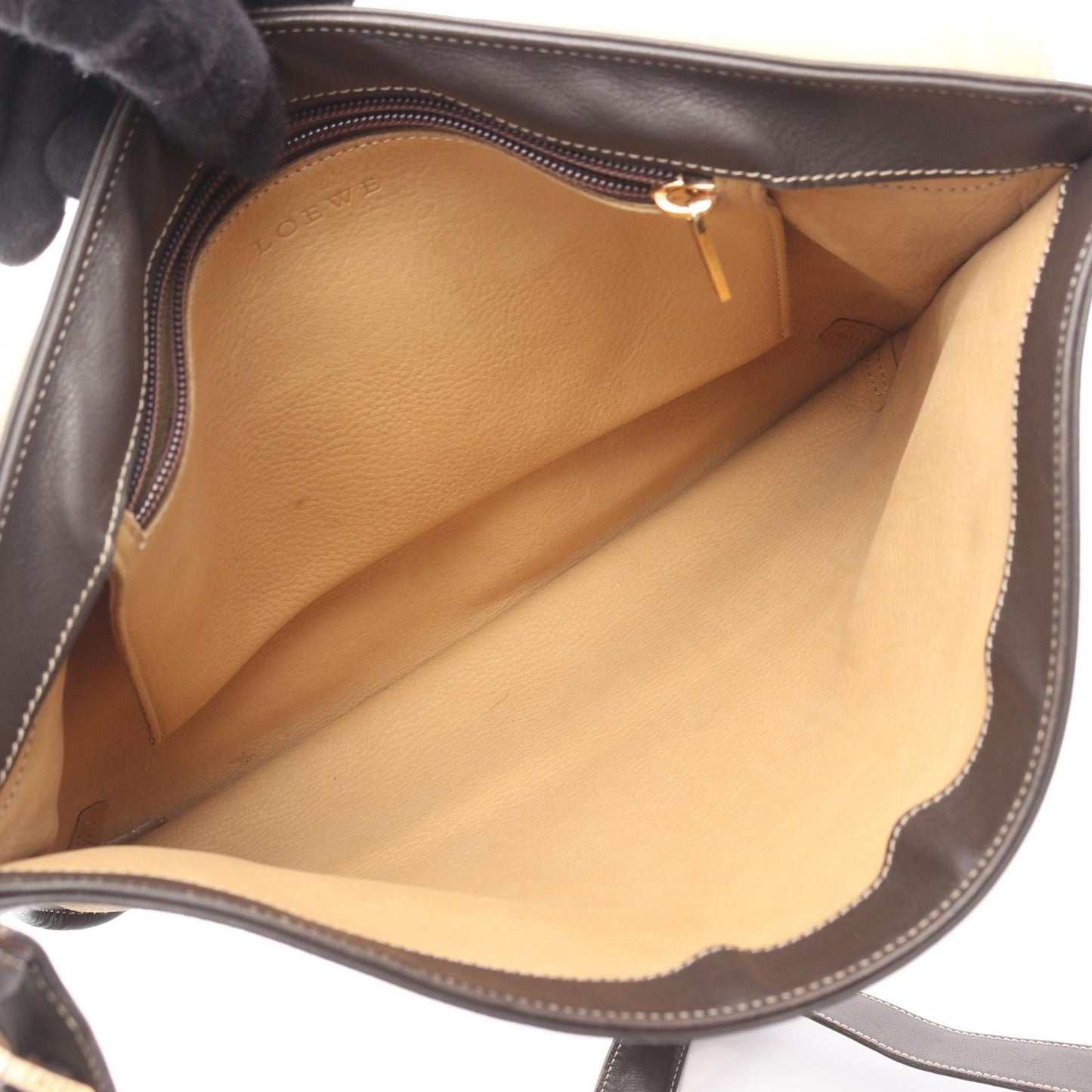 Loewe Shoulder Bag Anagram Beige Suede Leather — view 3
