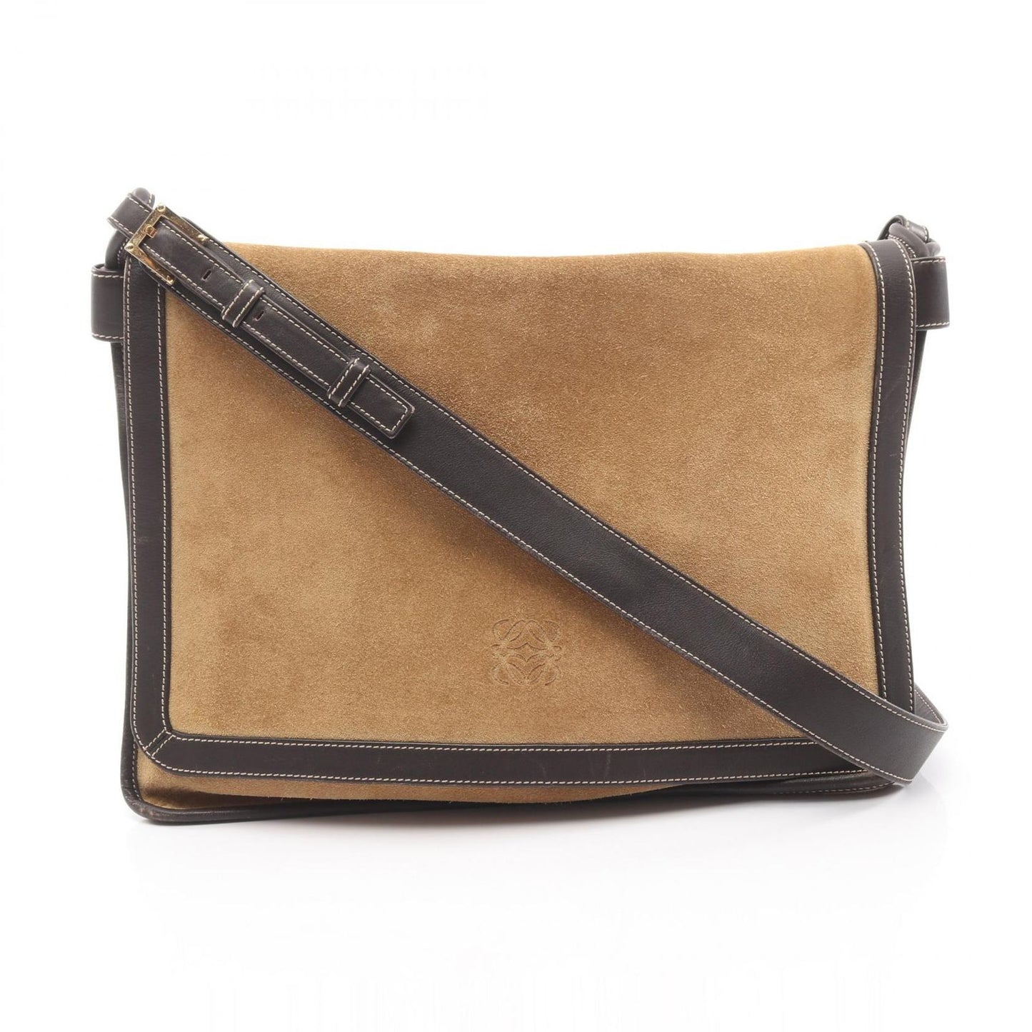 Loewe Shoulder Bag Anagram Beige Suede Leather