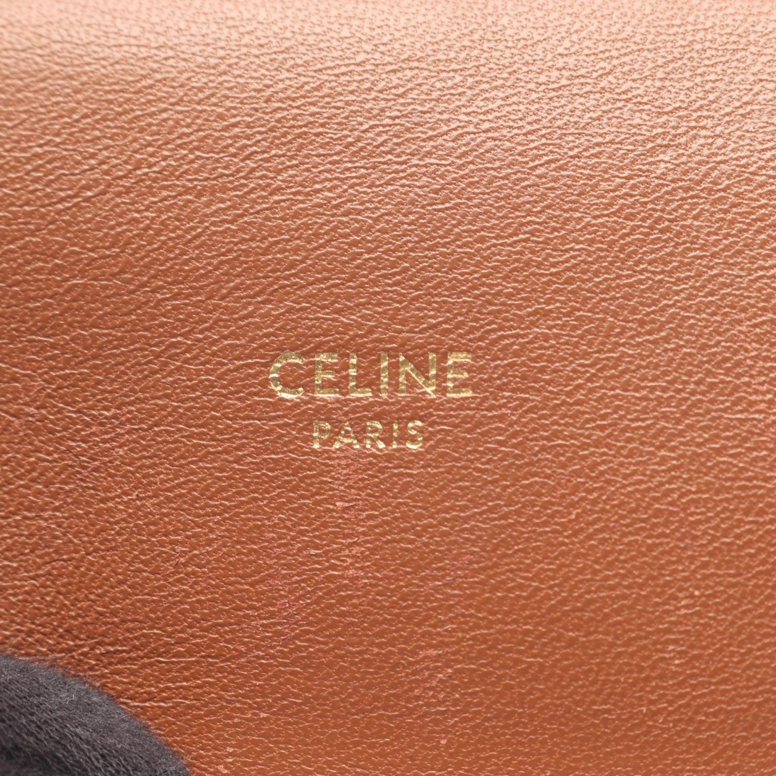 Celine Shoulder Bag Triomphe Phone Folder White Brown Canvas Leather Mobile — view 4