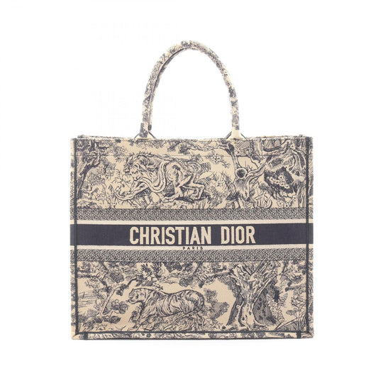 Dior Tote Book Large Beige Navy Canvas