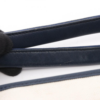 Balenciaga Tote Navy Cabas Cover M 2-Way White Canvas Leather — view 7