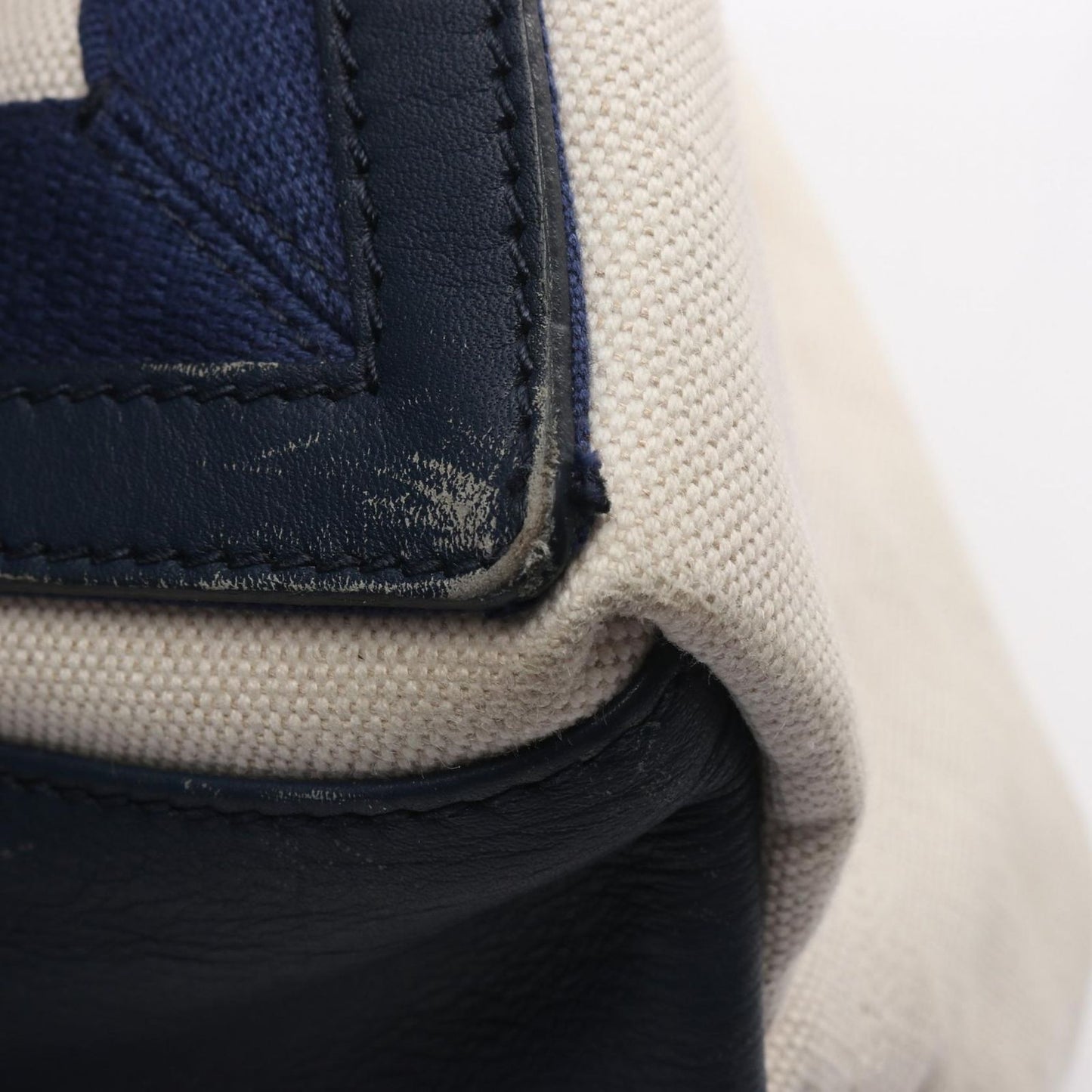 Balenciaga Tote Navy Cabas Cover M 2-Way White Canvas Leather — view 8