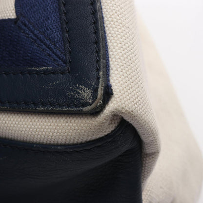 Balenciaga Tote Navy Cabas Cover M 2-Way White Canvas Leather — view 8