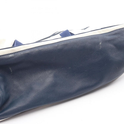 Balenciaga Tote Navy Cabas Cover M 2-Way White Canvas Leather — view 5