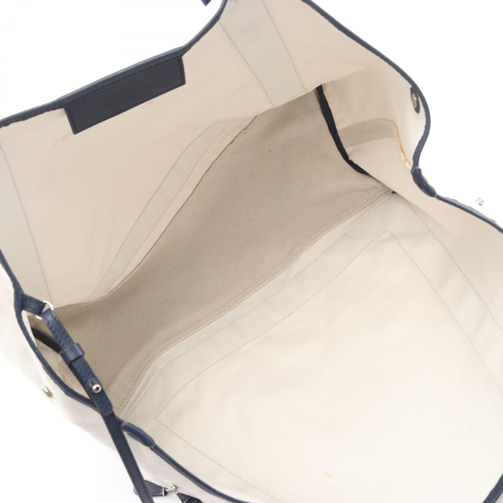Balenciaga Tote Navy Cabas Cover M 2-Way White Canvas Leather — view 3