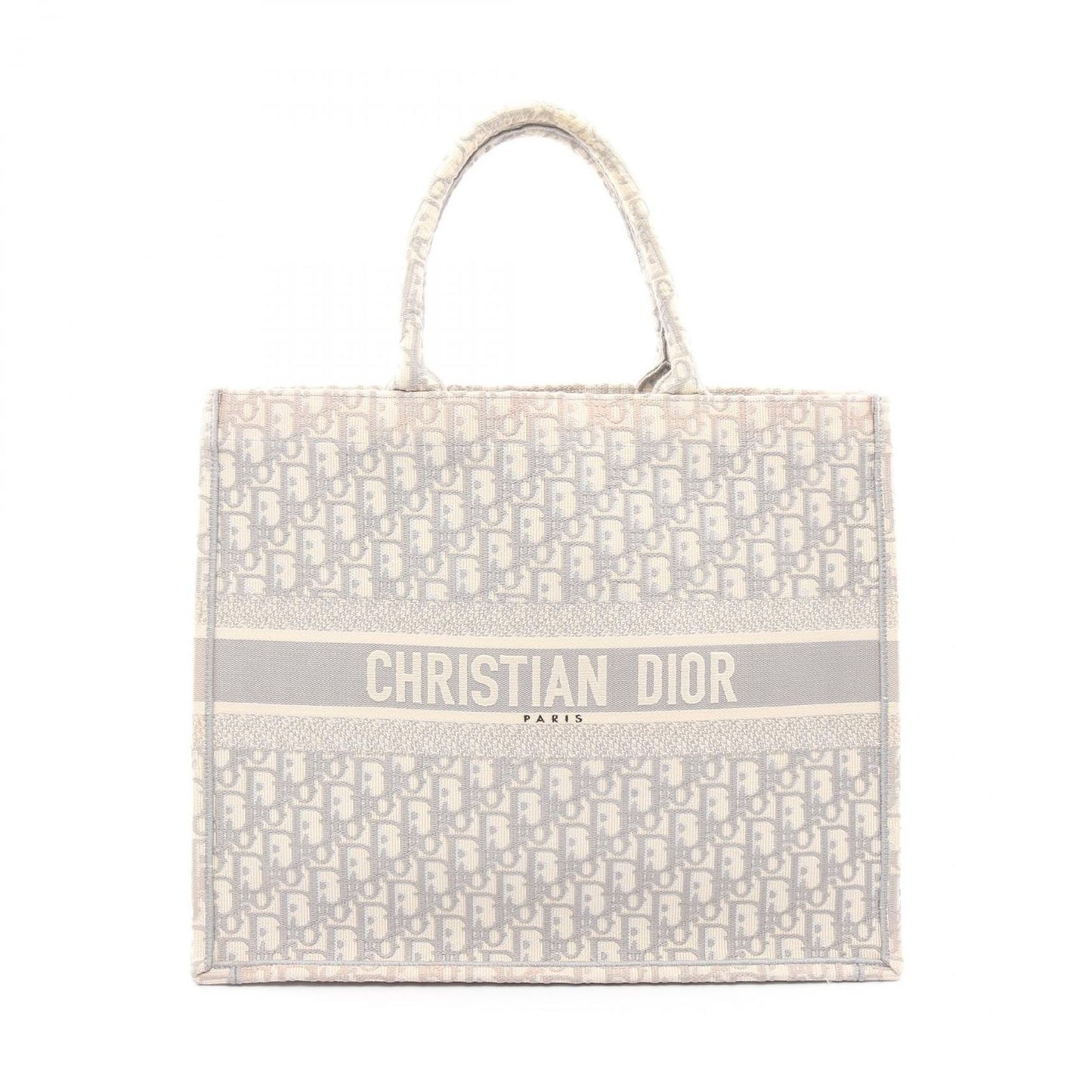 Dior Tote Book Large Blue Gray White Canvas Black
