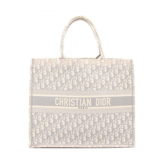 Dior Tote Book Large Blue Gray White Canvas Black