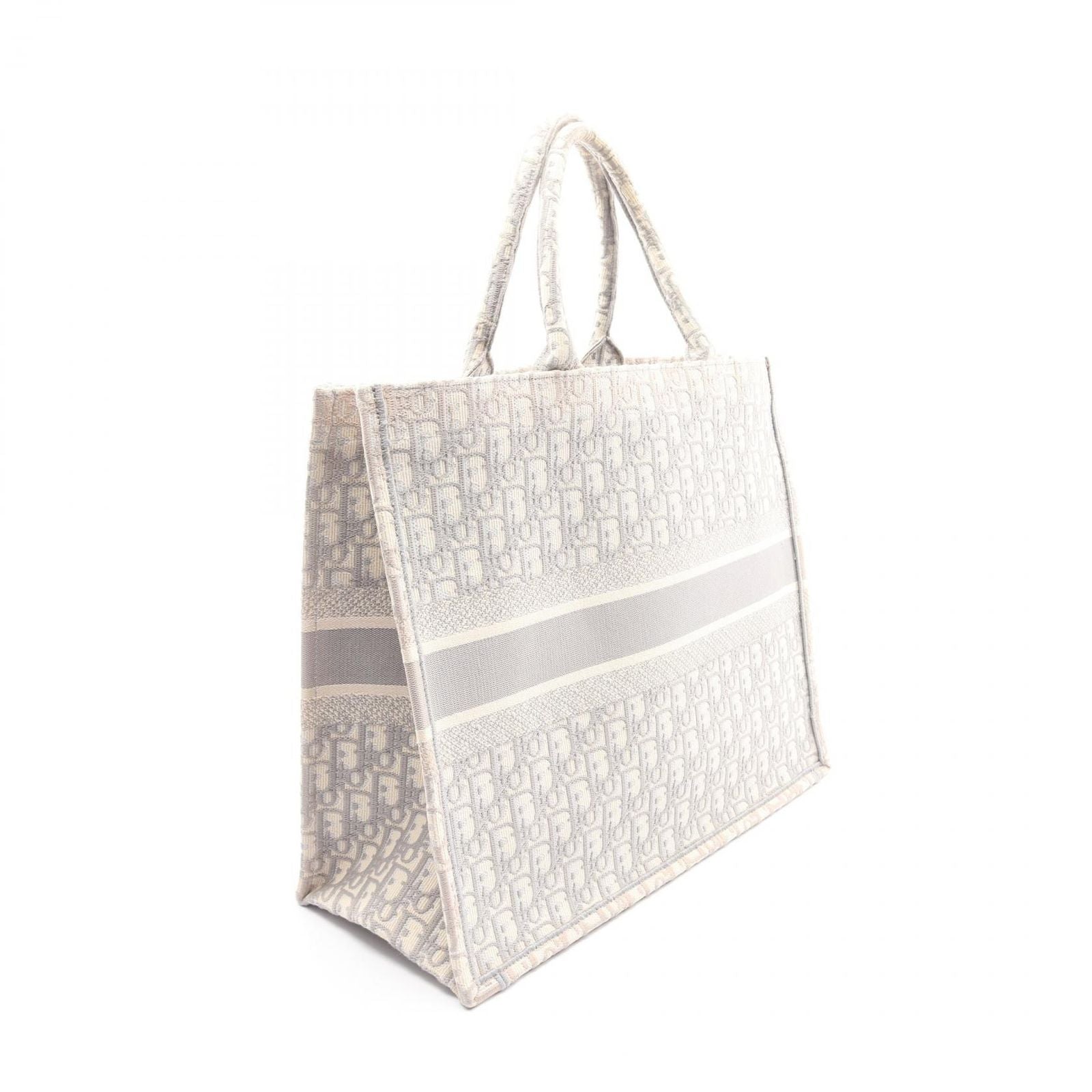 Dior Tote Book Large Blue Gray White Canvas Black — view 2